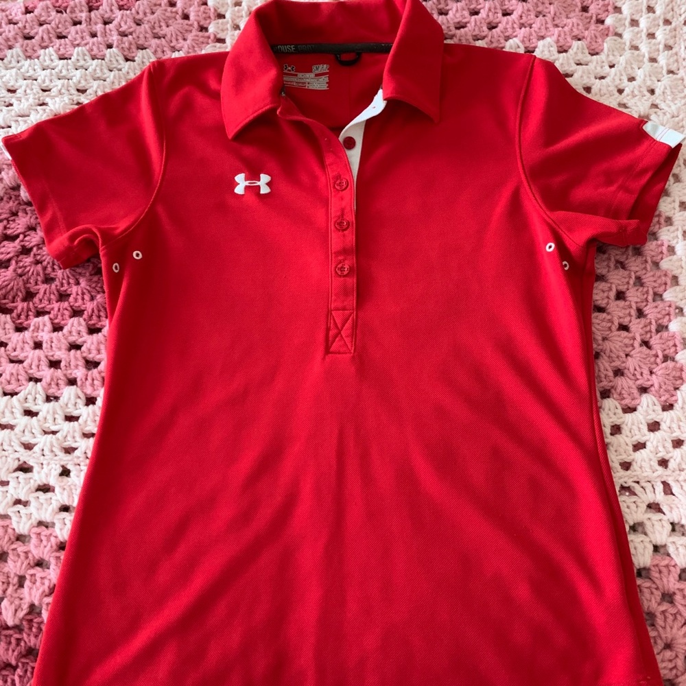 Under Armor Collared Red Shirt